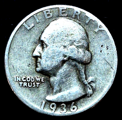 1936 D Washington Quarter Tough Early Premium Date 90% Silver VF Features GTKTK