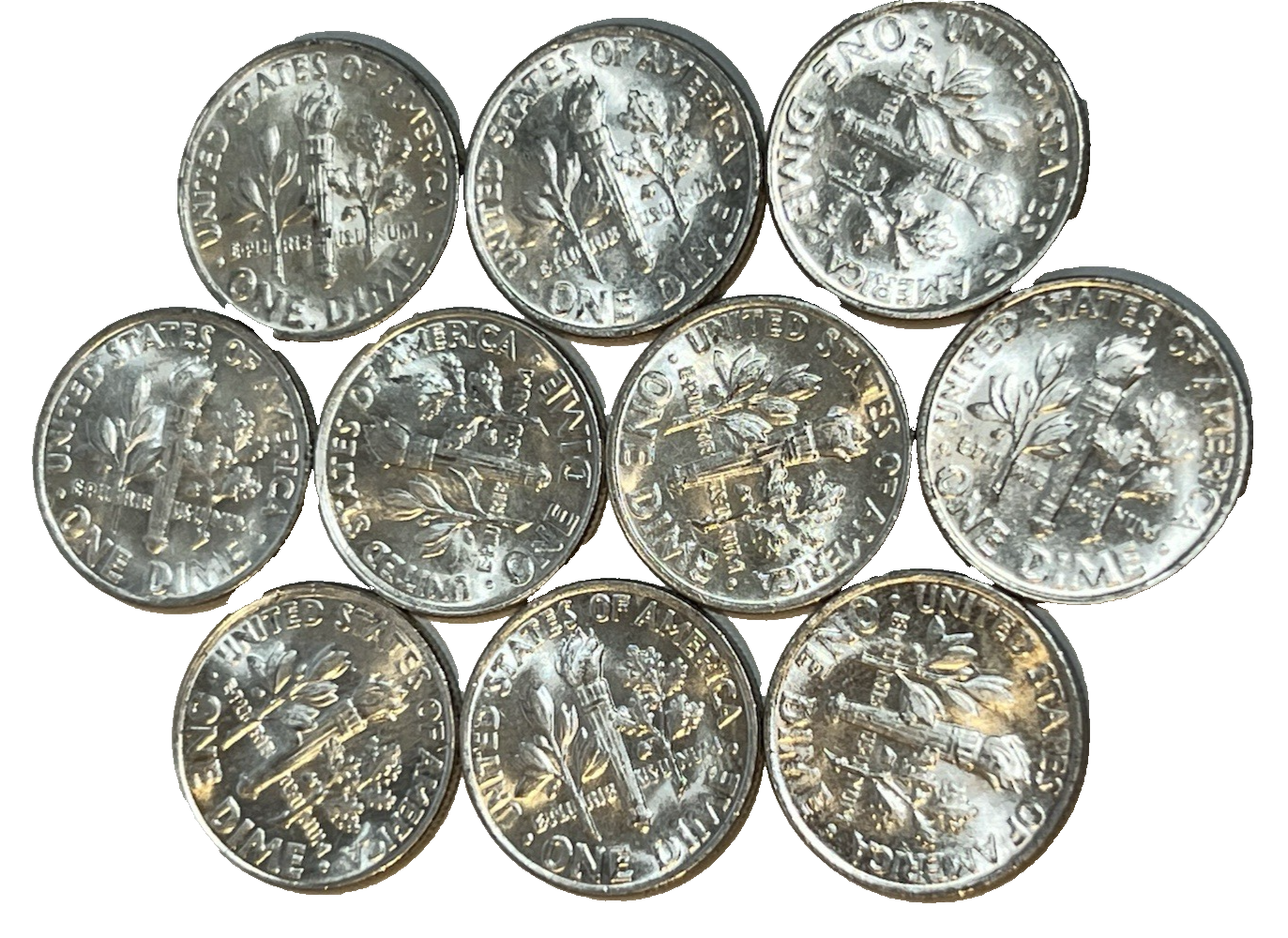 {10} 1961 Roosevelt Dimes 90% Silver BU Uncirculated Condition $1 Face Value