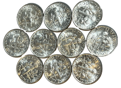 {10} 1961 Roosevelt Dimes 90% Silver BU Uncirculated Condition $1 Face Value