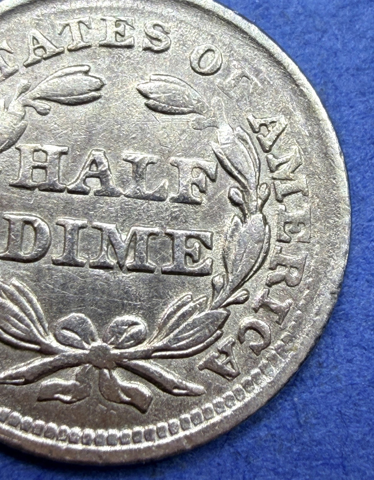 1857 Seated Liberty Half Dime H10C 90% Silver AU Lustrous Pre Civil War Type