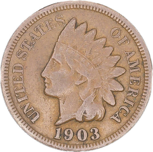 1903 Indian Head Cent Good-Fine (G-F) Average Circulated Condition Bronze Penny