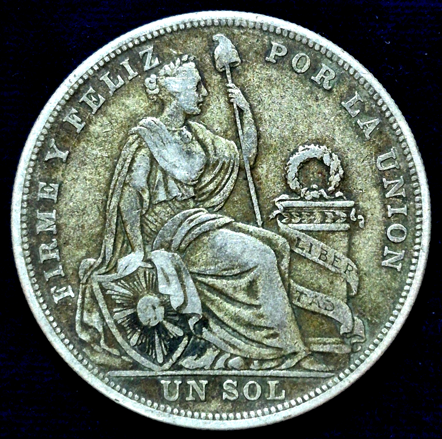 1924 Peru 1 Un Sol 37mm VF+ Features 50% Silver Minted in Philly, Plata, KM218.1