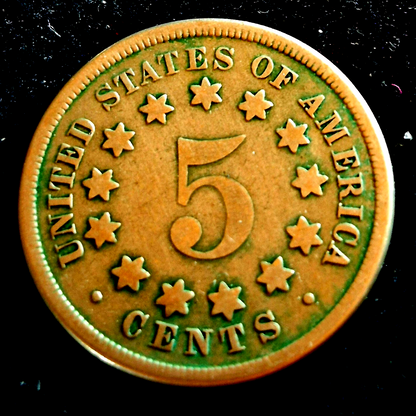 1867 Shield Nickel Variety 2 Without Rays Good-Very Good Features 5C
