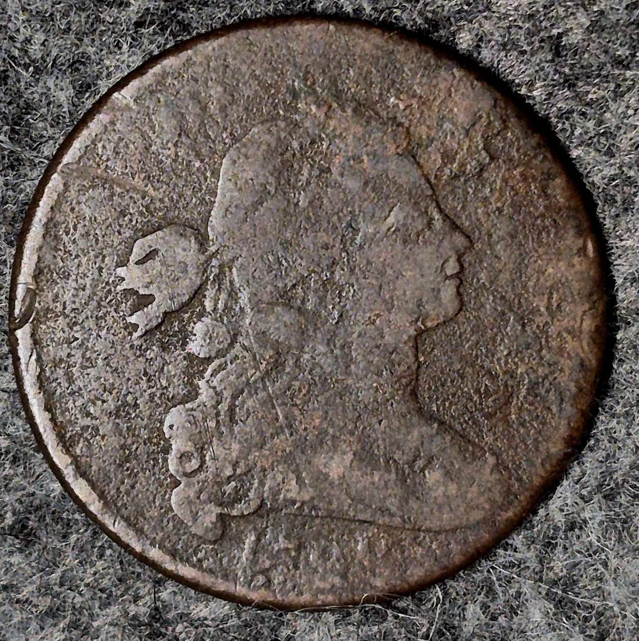 1798  2nd Hairstyle S-166 Draped Bust Large Cent Coin, Reverse Die Crack, 1C