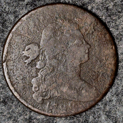 1798  2nd Hairstyle S-166 Draped Bust Large Cent Coin, Reverse Die Crack, 1C