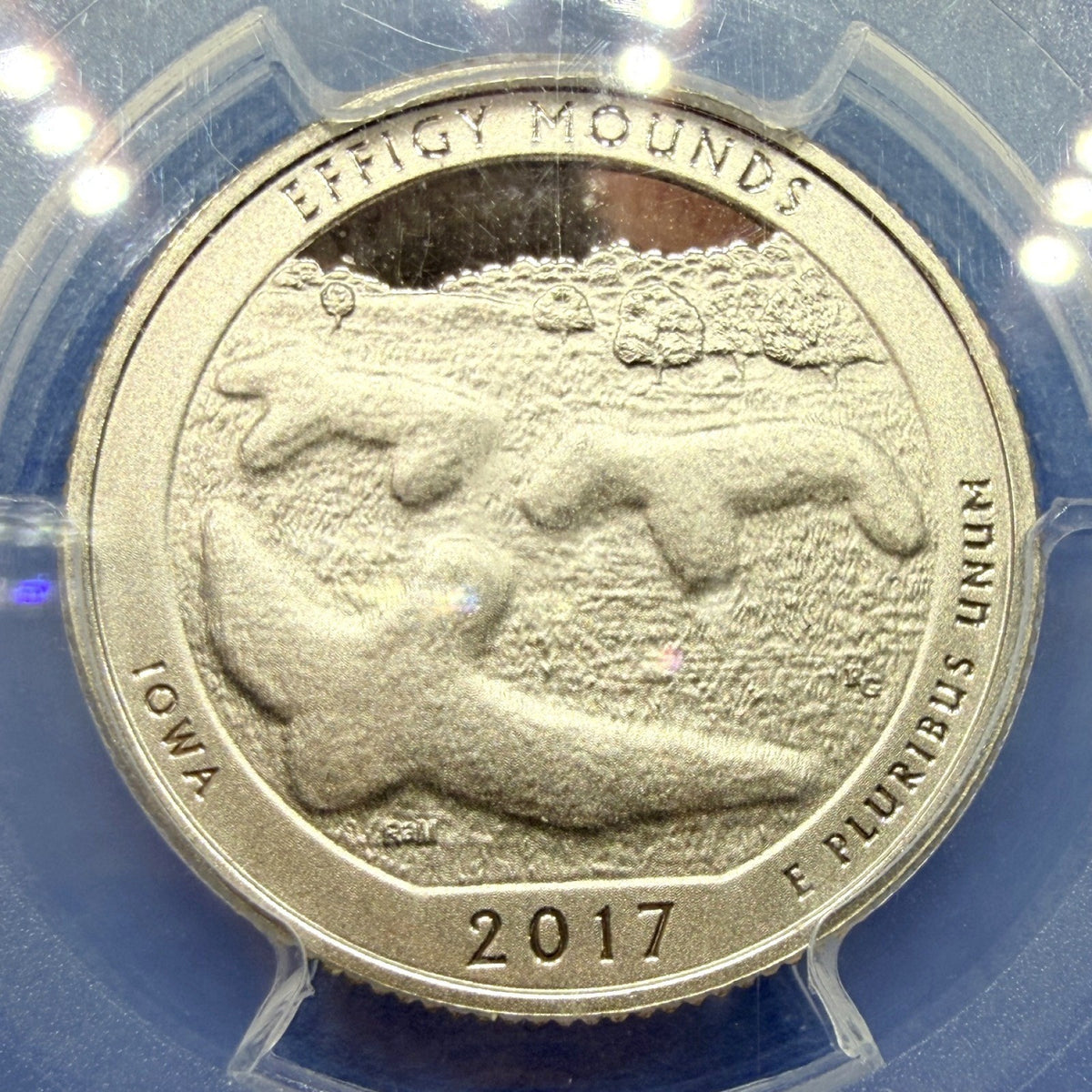 2017-S Effigy Mounds Clad Quarter PCGS PR70DCAM Thomas Cleveland Signed ATB