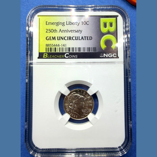 2026-P Emerging Liberty Dime 250th Anniversary NGC Gem Uncirculated Bleacher 10C