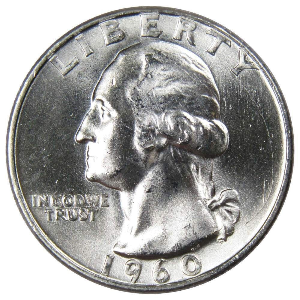 1960-D Washington Silver Quarter 25c BU Brilliant Uncirculated ++ Strong Detail
