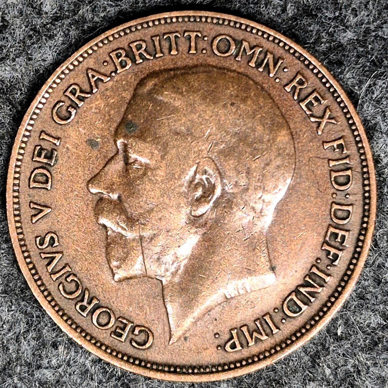 1915 UK GREAT BRITAIN XF ONE PENNY COIN KM#810