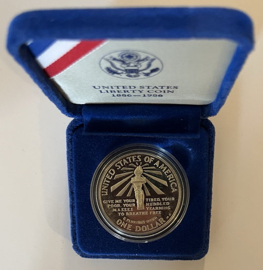 1986-S  ELLIS ISLAND 90% SILVER DOLLAR Gem Proof Sharp Strike Coin