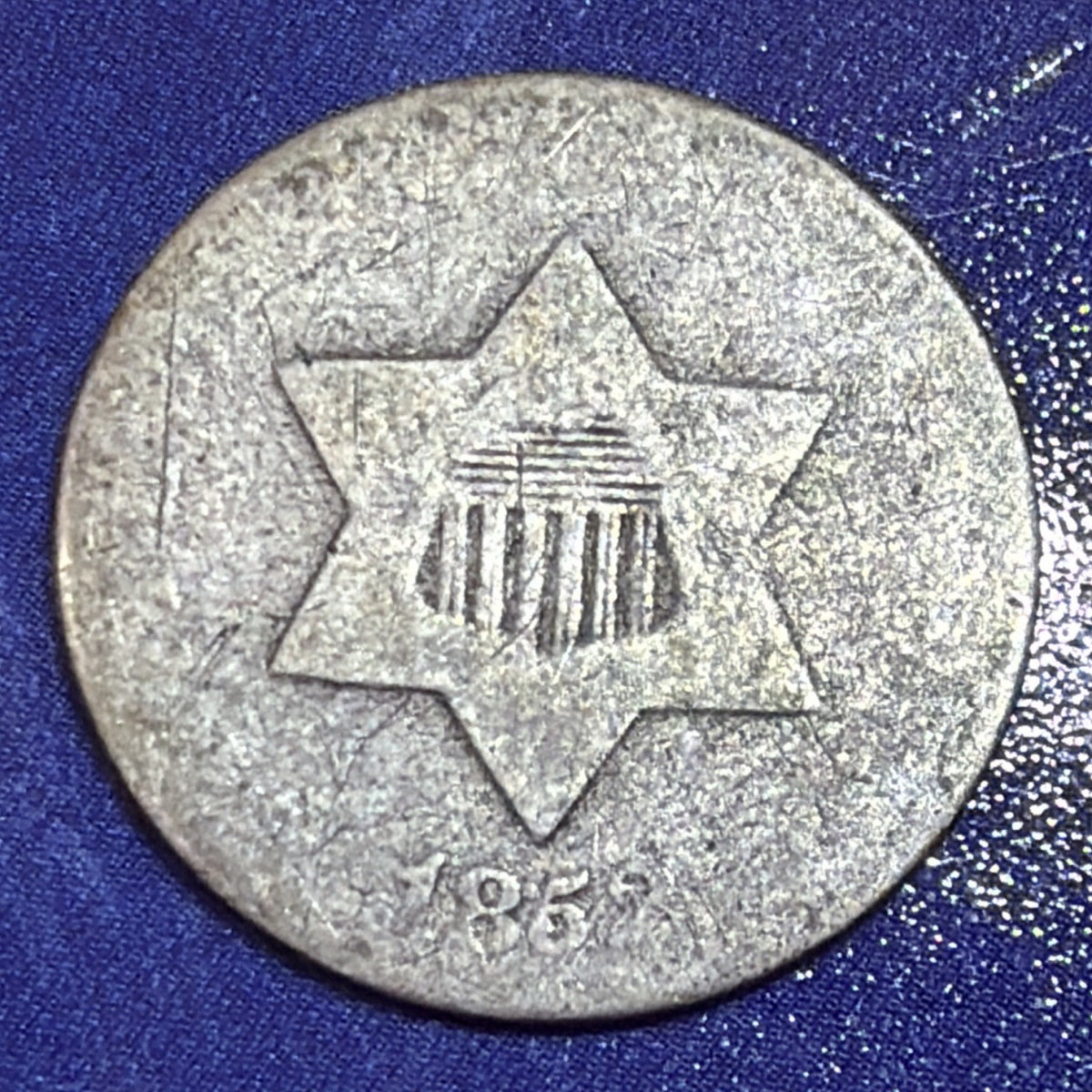 1852 Silver Three Cent Piece 3C G Good Type 1 Trime 75% Silver US Coin