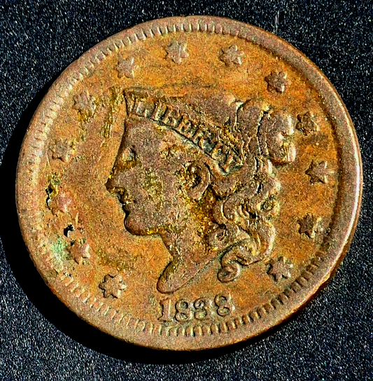 1838 Coronet Matron Head Large Cent Large Letters Fine+ Features N9