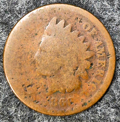 1869 (Premium Date) Indian Head Cent Penny AG or Less Features, Coin Pictured 1C