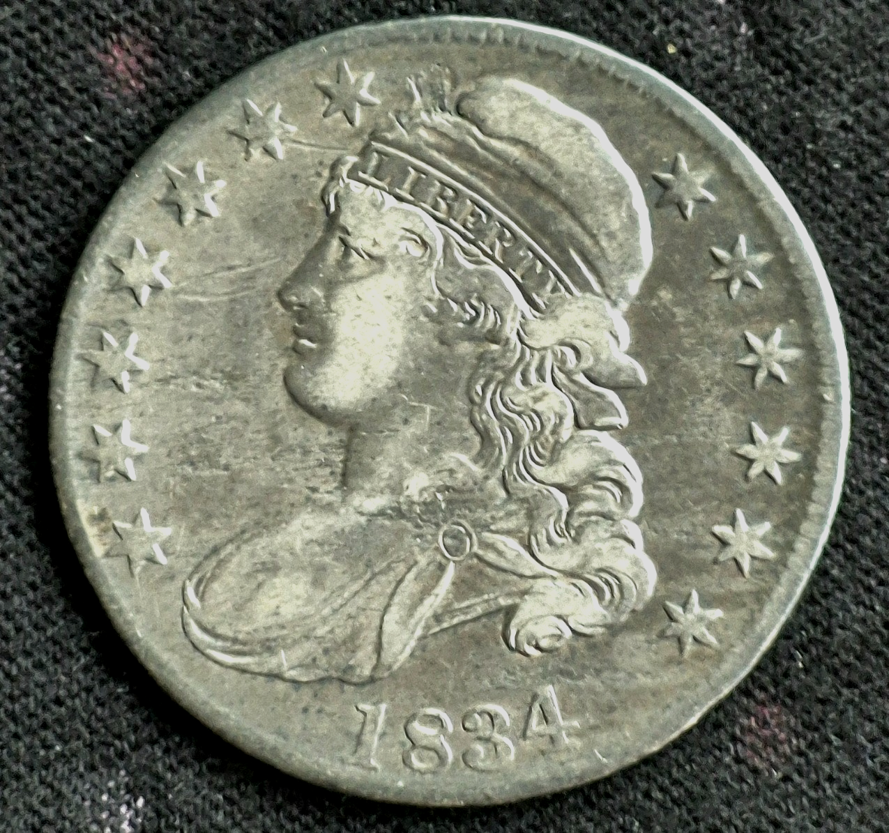 1834 Cap Bust Half Dollar Full Letter Edge Large Letter Large Date XF Features