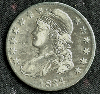 1834 Cap Bust Half Dollar Full Letter Edge Large Letter Large Date XF Features