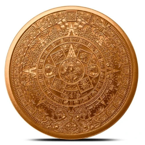 🔥 Cuauhtémoc Aztec Calendar 1 Oz .999 Copper Round Semi-Rare Collectible Coin