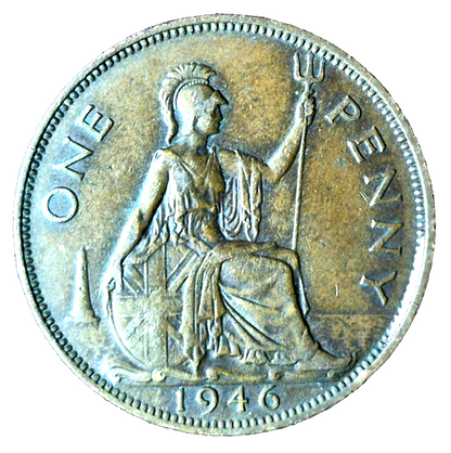 1946 Great Britain One Penny King George VI Clear Details XF Features This Coin