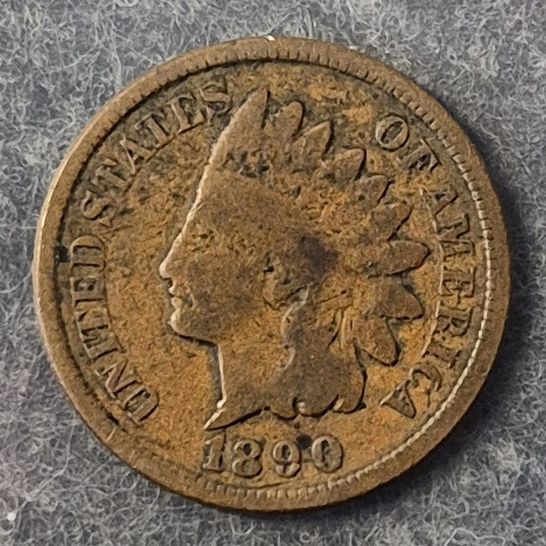 1890 Indian Head Cent Penny 1C VG Very Good Bronze Antique 19th Century US Coin