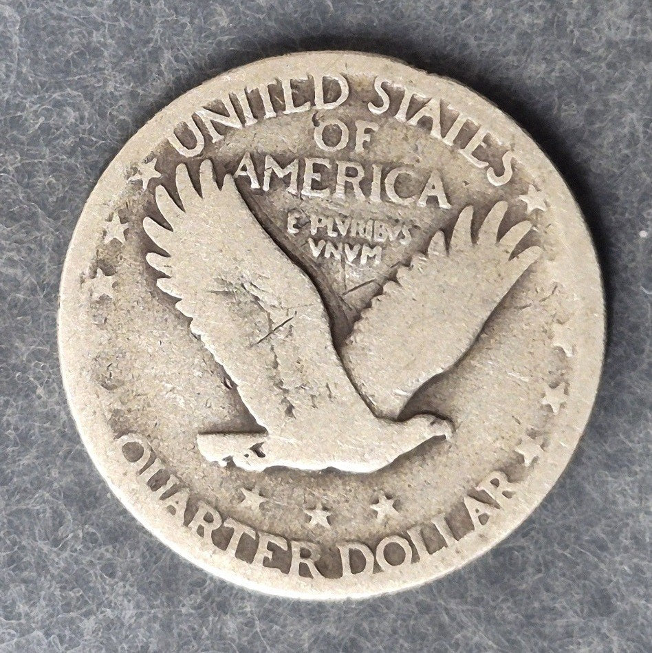 1925 P Standing Liberty Quarter 90% Silver VG Full Date First Year Recessed Date