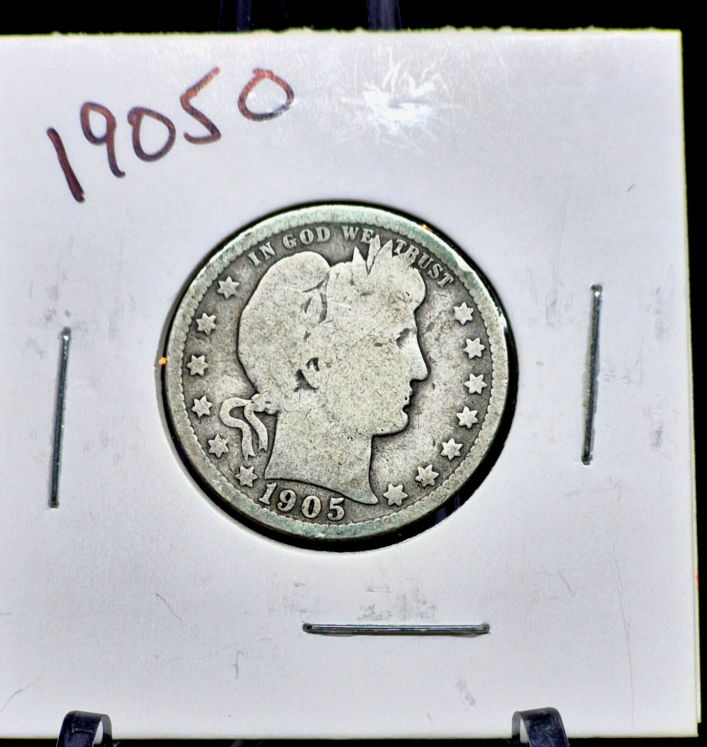 1905 O Barber Silver Quarter 90% SILVER Coin Raw G+ Features 25C