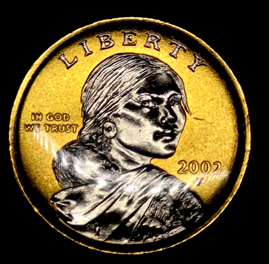 💰2002 P Native American Dollar Platinum and Gold Highlighted Sacagawea $1 2