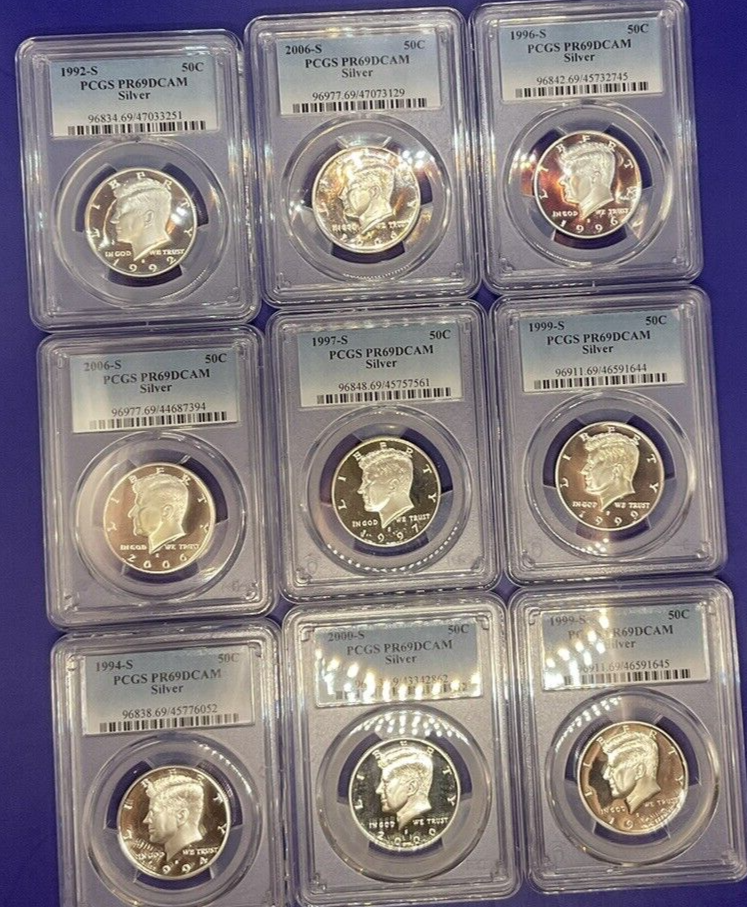💰 90% SILVER JFK Kennedy 50c PROOF COINS 🔥  PCGS Graded PR69 🏆 1x COIN LOT  ✅