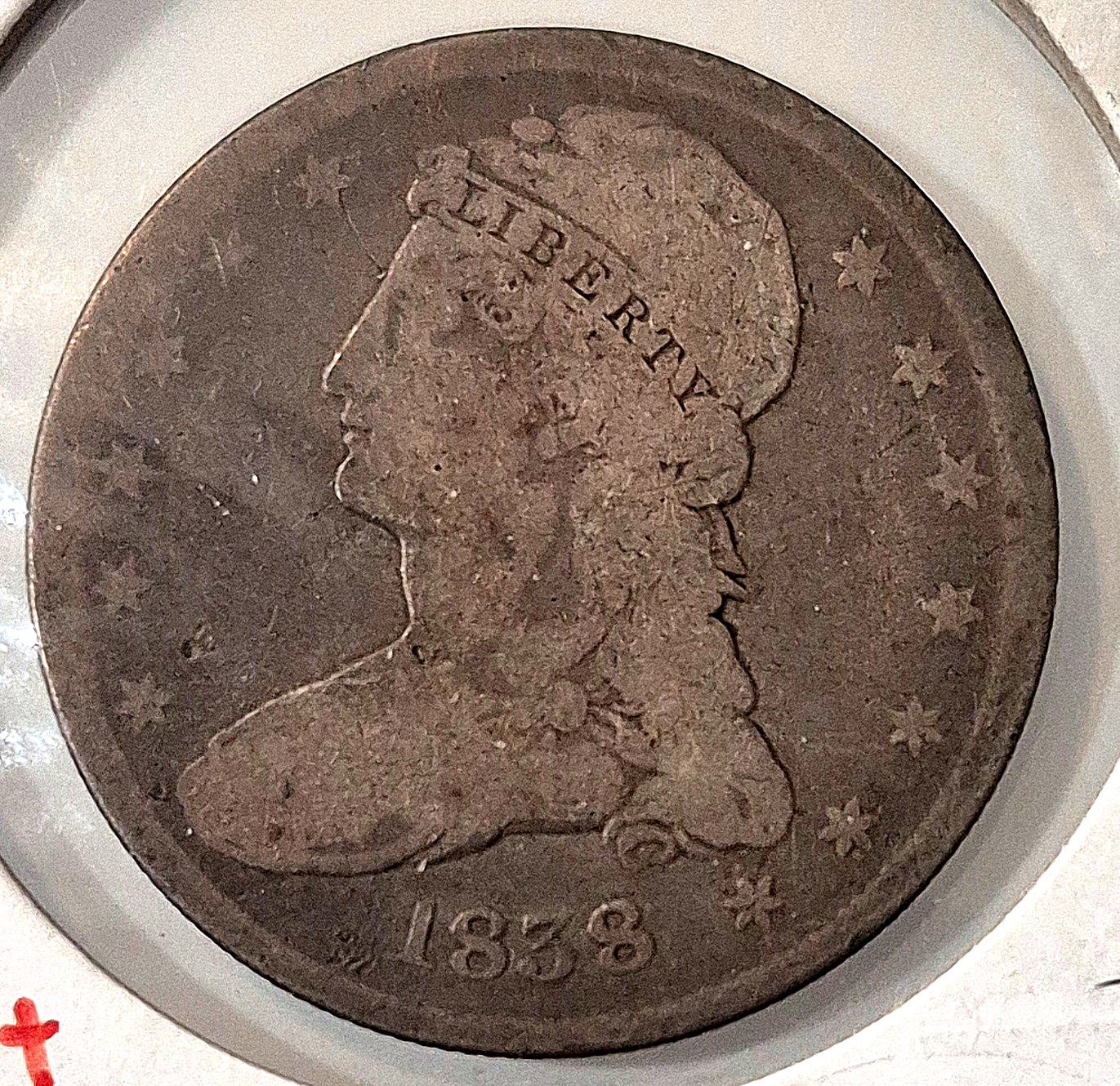 1838 Capped Bust Half Dollar Reeded Edge Silver 50c VG+ Features