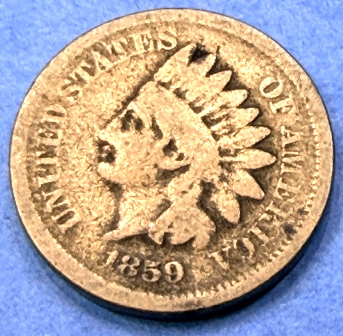 1859 Indian Head Cent Penny 1C G Good First Year Laurel Wreath Copper Nickel - view 3