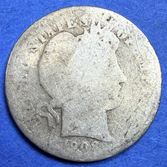 1908 Barber Dime 10C AG About Good 90% Silver US Coin Collectible Antique