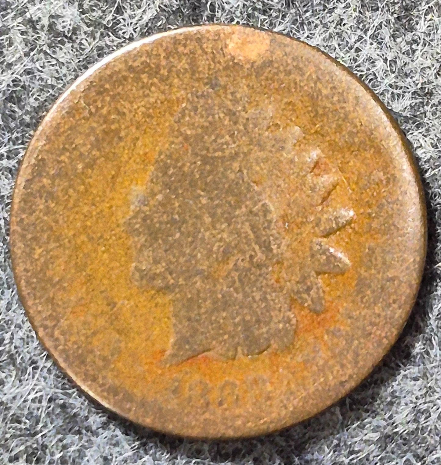 1868 Indian Head Cent Penny AG or Less Features, Hole Filler, Coin Pictured 1C
