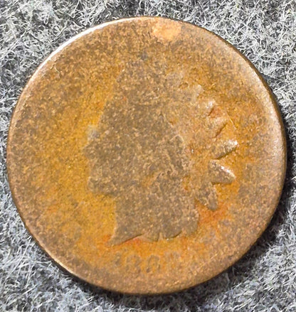 1868 Indian Head Cent Penny AG or Less Features, Hole Filler, Coin Pictured 1C