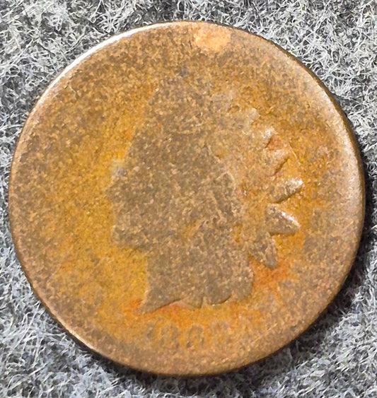 1868 Indian Head Cent Penny AG or Less Features, Hole Filler, Coin Pictured 1C