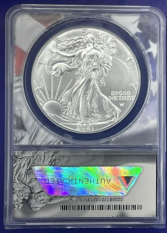 2021 MS70 American Silver Eagle Type II  $1  FIRST STRIKE COIN ANACS .999 1 Oz
