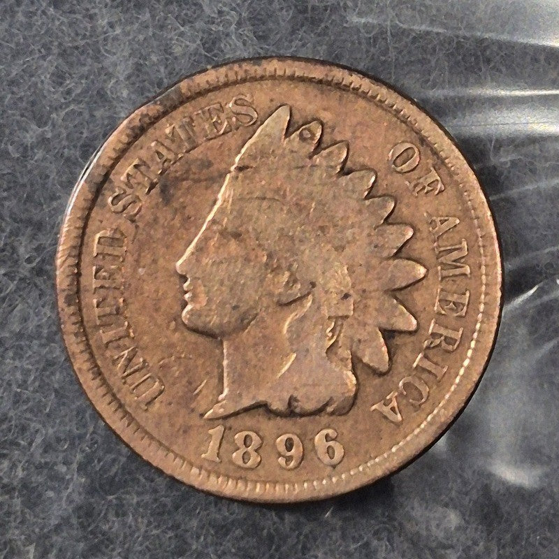 1896 Indian Head Cent Penny 1C VG Very Good Full Rims Bronze Antique US Coin