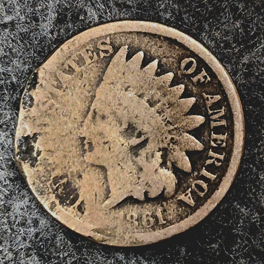1861 Indian Head Cent AG or Less Features Type II Chunky Oak Wreath Coin Shown