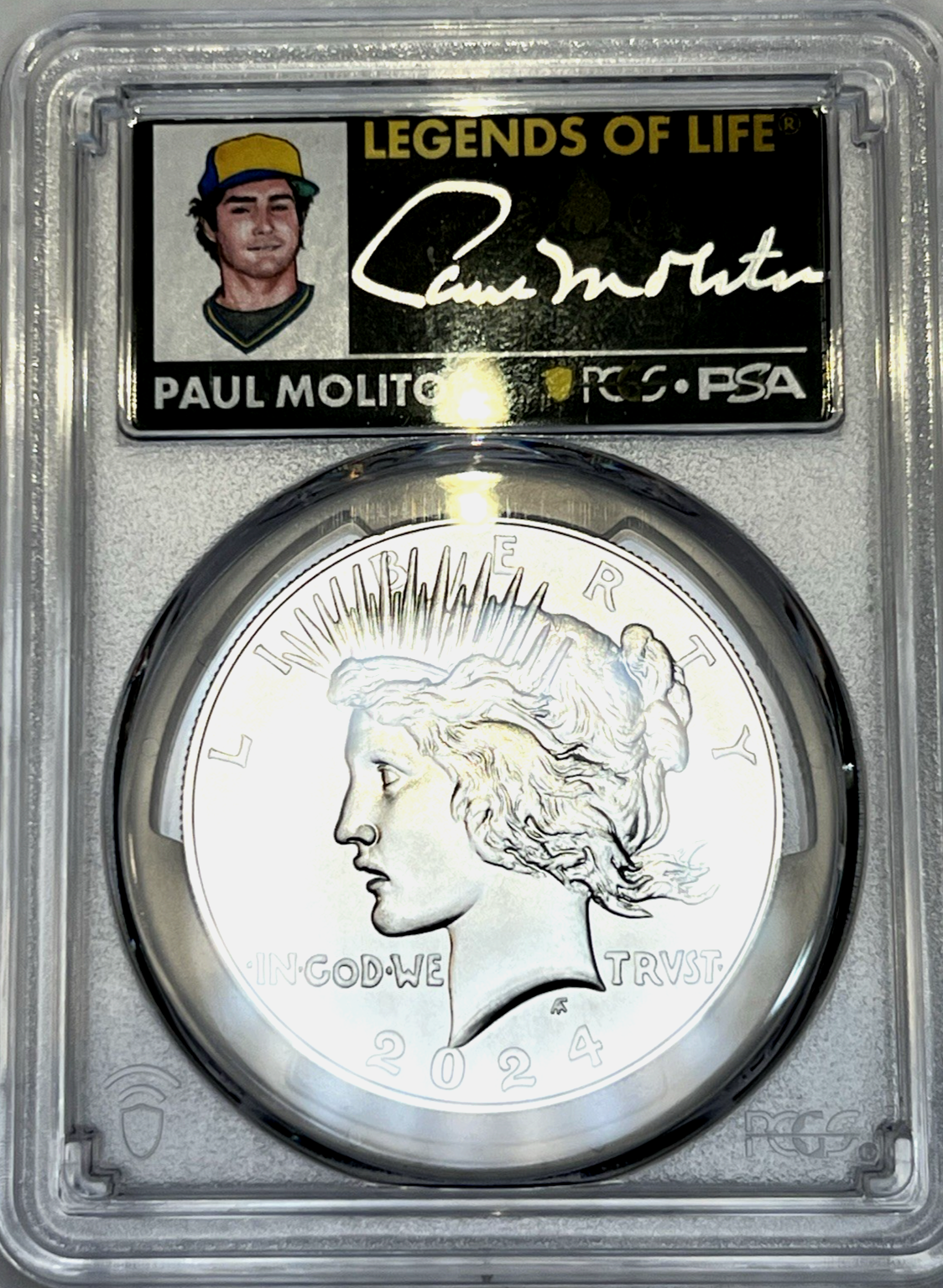 2024 Peace Dollar 1oz .999 Silver PCGS MS70 Paul Molitor, RARE 1 Of Only 5 WW