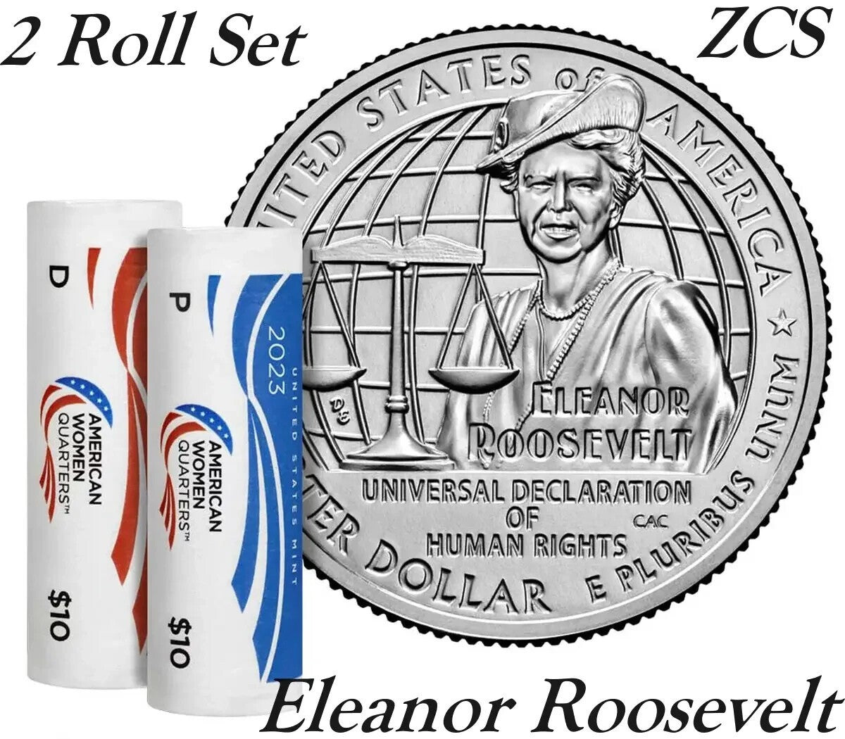 2023 PD Eleanor Roosevelt American Women Quarters 2 Roll Set US Mint Packaging