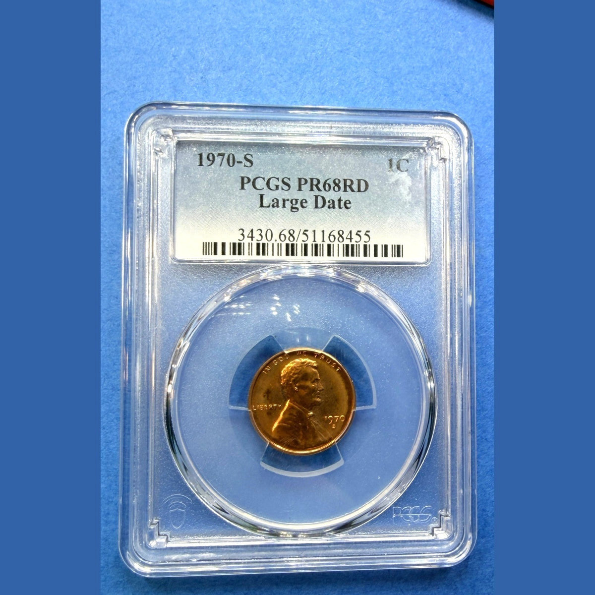 1970-S Lincoln Memorial Cent Proof PCGS PR68RD Large Date Red Proof 1C - photo 1