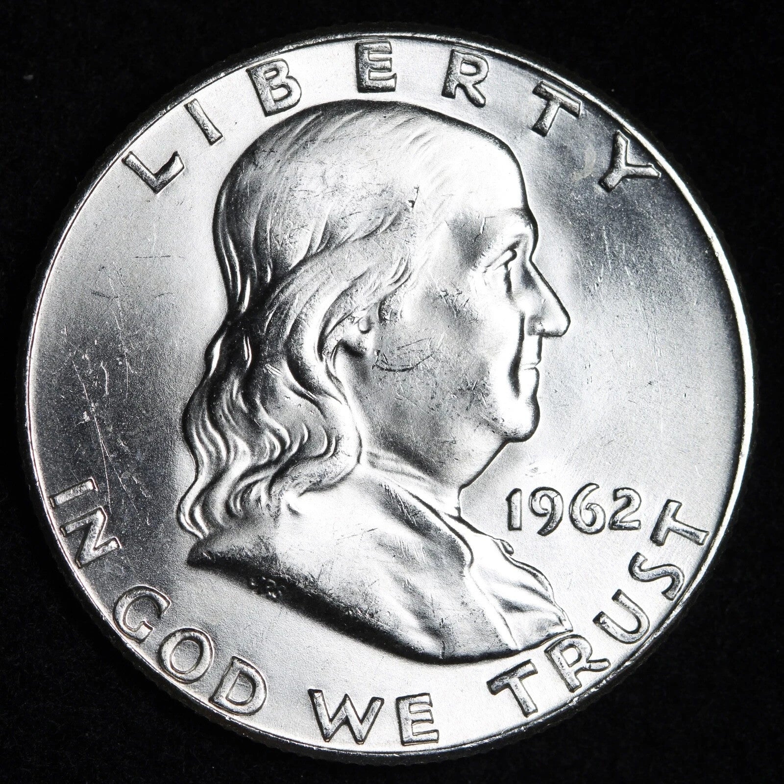 GEM BU Uncirculated MS 1962 P 90% SILVER Franklin Half Dollar Bright Shiny Coin