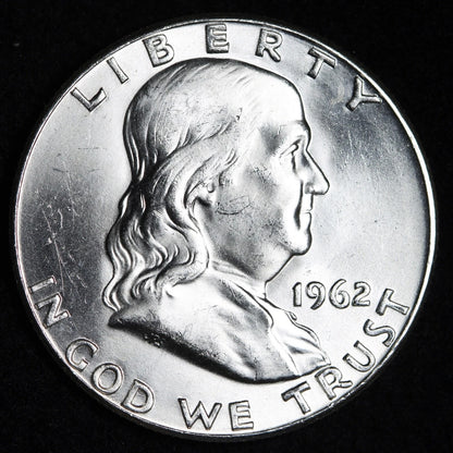GEM BU Uncirculated MS 1962 P 90% SILVER Franklin Half Dollar Bright Shiny Coin