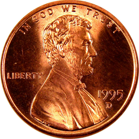 1995 D Lincoln Memorial BU Brilliant Uncirculated 1C From 🔥OBW Bank Roll🔥