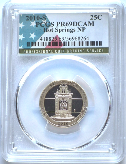 2010 S National Parks 5 Coin Quarter Set PCGS PR69DCAM Special Flag NP Label