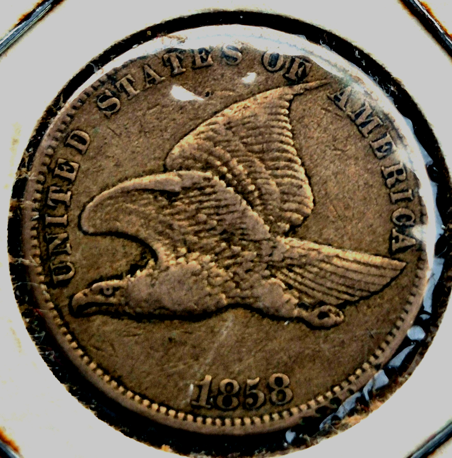 1858 Flying Eagle One Cent VF+ Features Small Letter in Vintage Flip Last Year