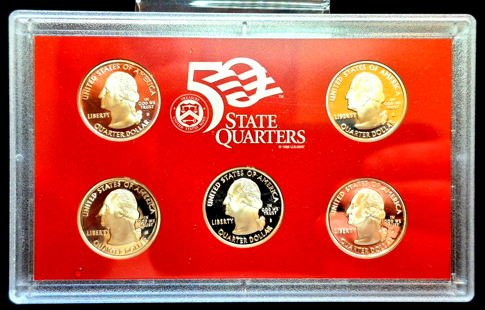 2008 S ATB PROOF SILVER STATE QUARTERS SET OK, NM , AZ, AK & HI WITH BOX & COA
