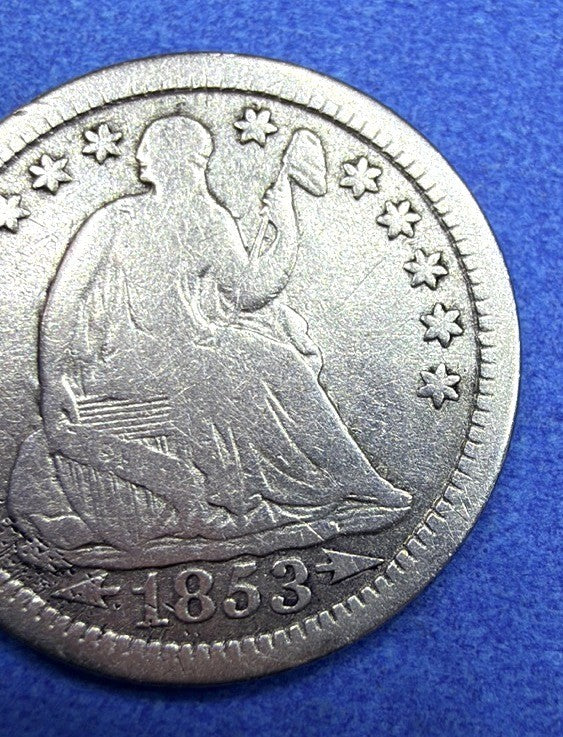 1853 Seated Liberty Half Dime Arrows at Date 90% Silver Fine Full Stars Classic
