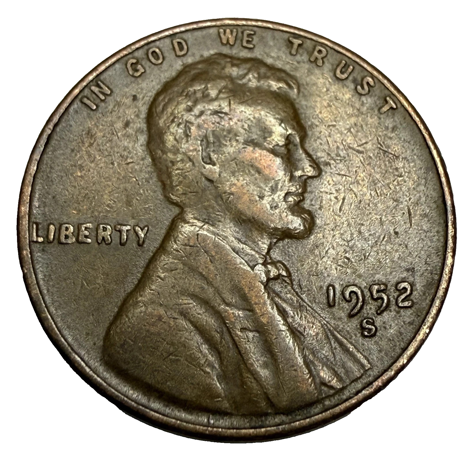 1952 S Lincoln Cent Average Circulated Condition Copper Penny San Francisco Mint