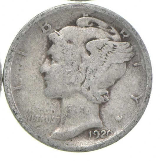 1920 P Mercury 90% SILVER Dime G-VG Average Circulated Condition