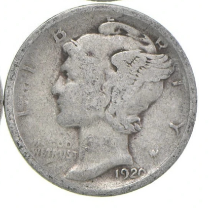 1920 P Mercury 90% SILVER Dime G-VG Average Circulated Condition