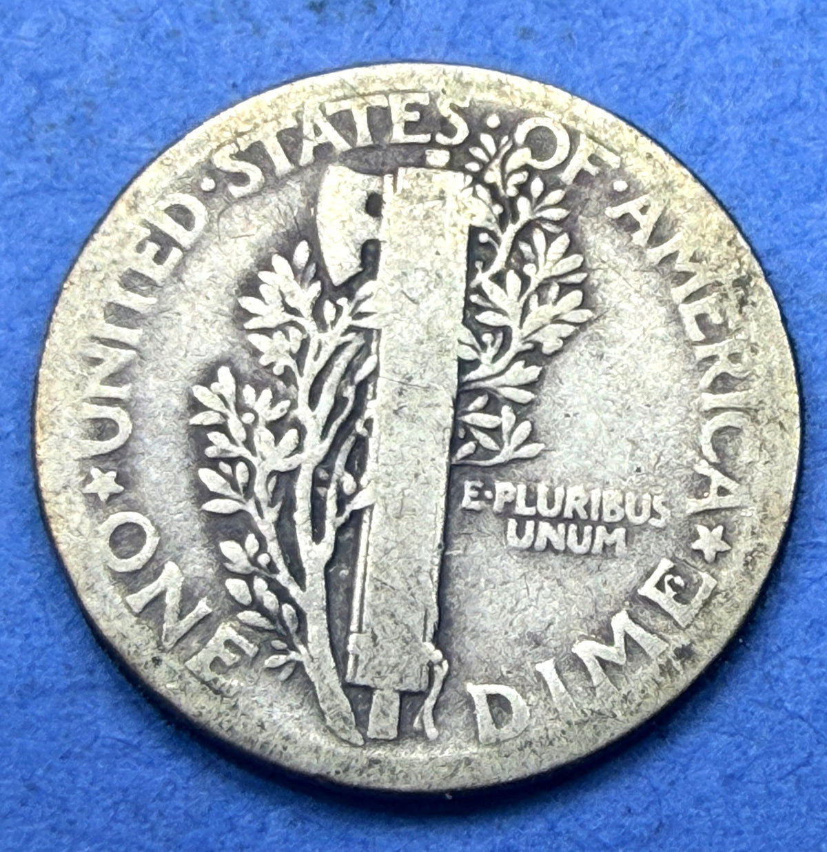 1917 Mercury Dime 10C F Fine W E Counterstamp Counterstamped 90% Silver US Coin