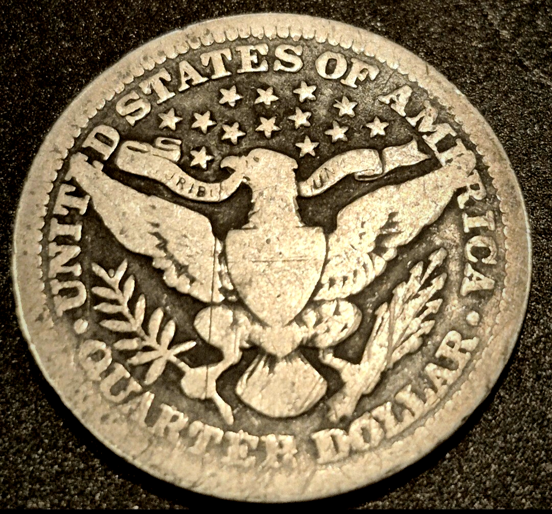 1913 Barber Silver Quarter 90 % SILVER Very Collectable Date Coin VG-F Features